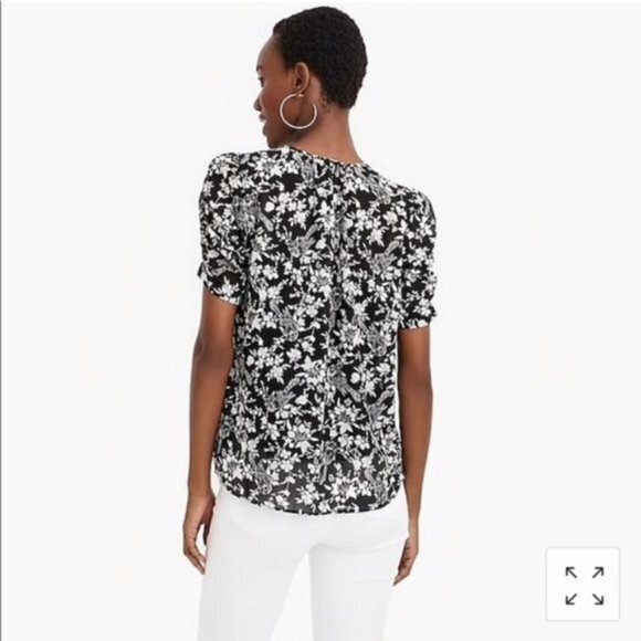 New Jcrew Ruched-sleeve top in floral print Womens Size XS Lined - Picture 5 of 6